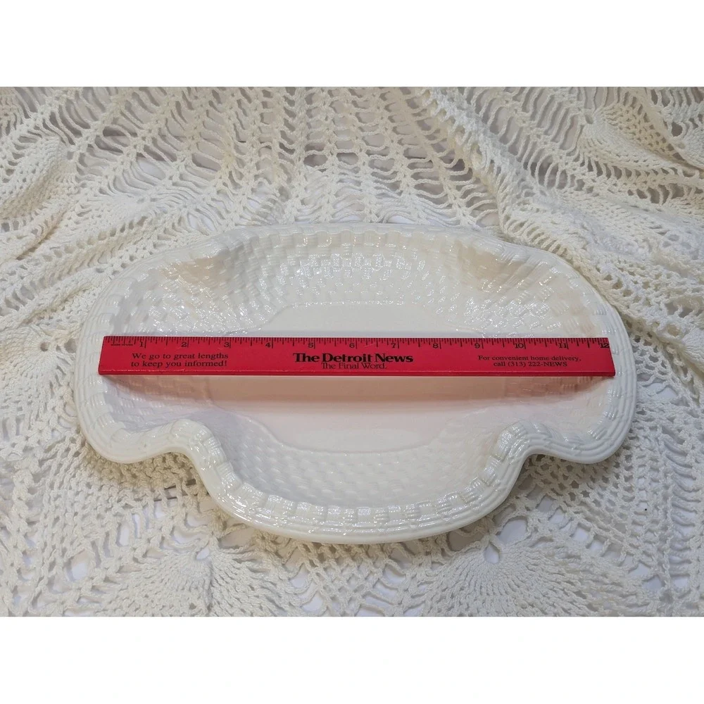 Spode Imperial Fancies Basket Weave Serving Dish 1930s Creamware England 13 Inch